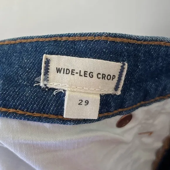 Madewell Wide Leg Crop Jeans Medium Finney Wash Size 29 Distressed Hem