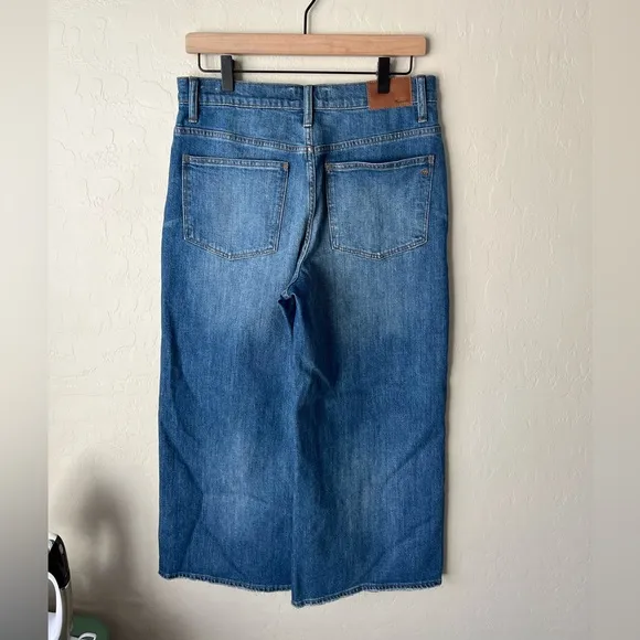 Madewell Wide Leg Crop Jeans Medium Finney Wash Size 29 Distressed Hem