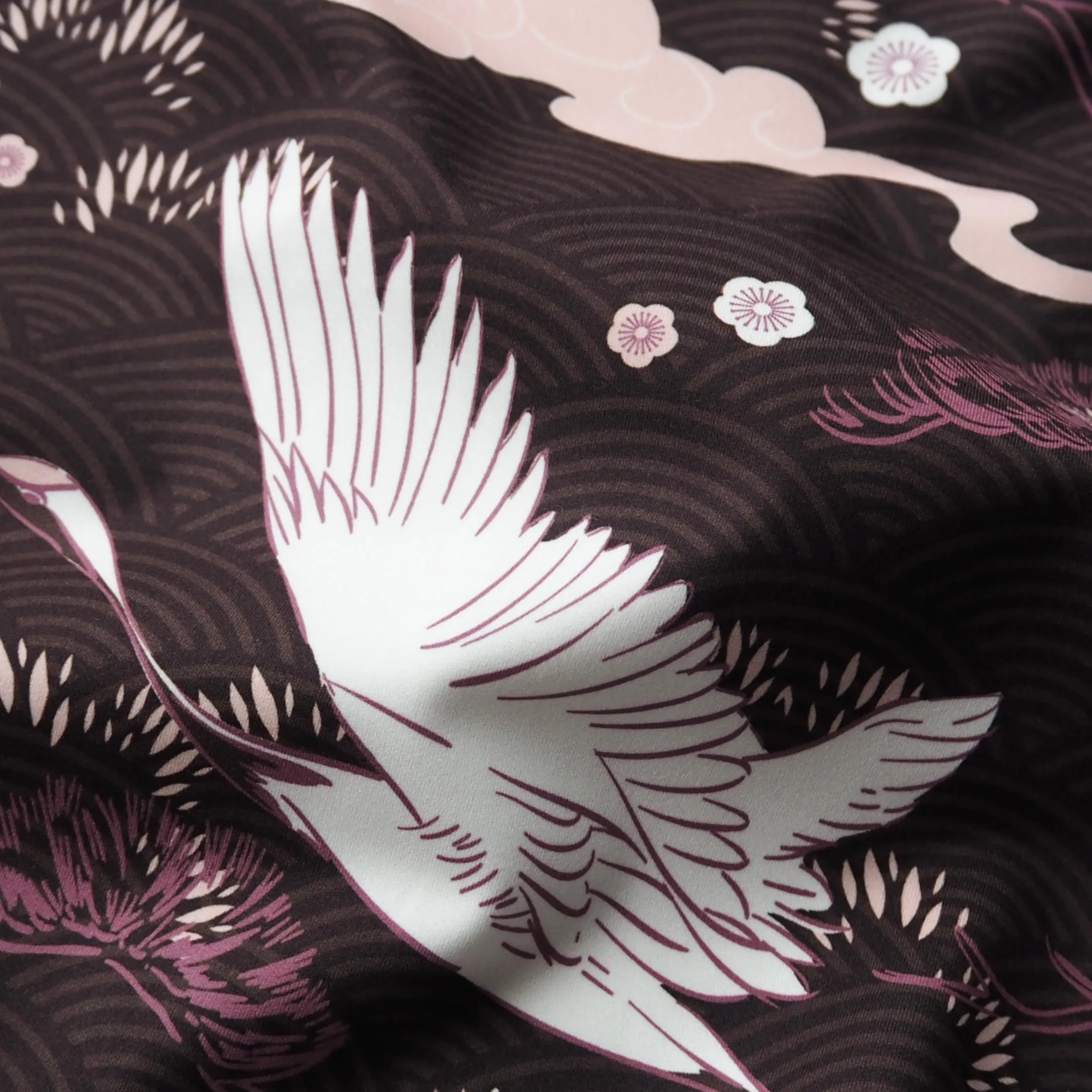 Maroon Deco Crane Yoga Activewear Jersey Fabric