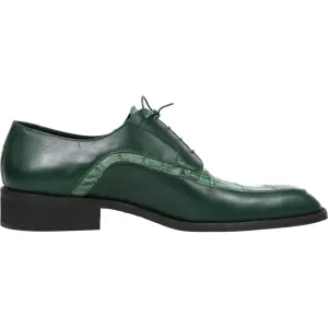 Mauri Arsenal Hunter Green Men's Shoes Alligator / Calf-Skin Leather Lace-Up Derby Shoes