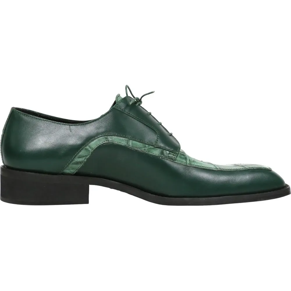 Mauri Arsenal Hunter Green Men's Shoes Alligator / Calf-Skin Leather Lace-Up Derby Shoes