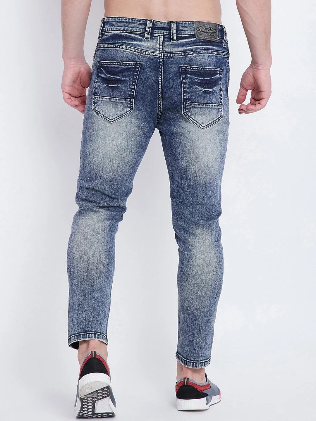 Men Blue Slim Fit Mid-Rise Highly Distressed stretchable Jeans