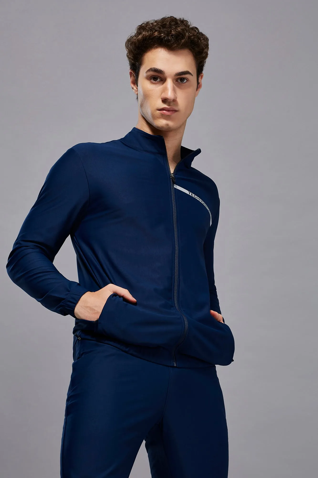 Men Solid Slim Fit Mock Tracksuits with DURACOOL 