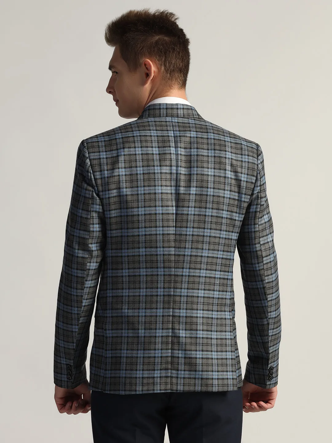 Men's Blue Checked Tweed Blazer