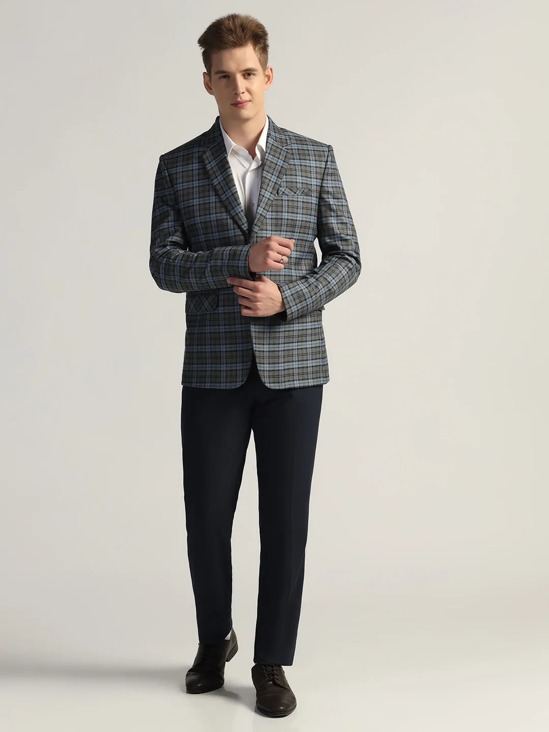 Men's Blue Checked Tweed Blazer