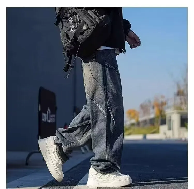 Men’s Distressed Jeans - Retro Loose Blue Black
