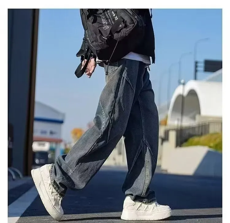 Men’s Distressed Jeans - Retro Loose Blue Black