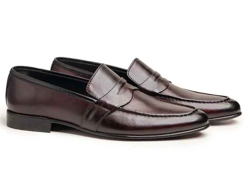 Men's Handcrafted Tan Brown Leather Slip-On Dress Shoes