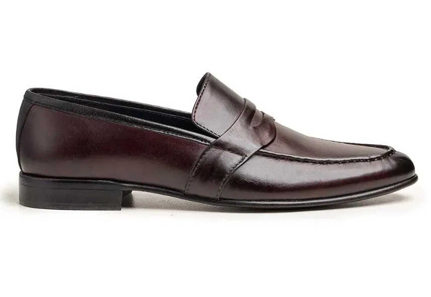 Men's Handcrafted Tan Brown Leather Slip-On Dress Shoes
