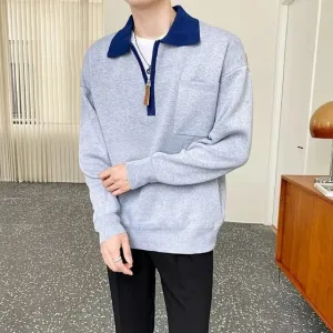 Men's premium half-zip jumper, comfortable and featuring an inverted collar