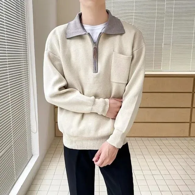 Men's premium half-zip jumper, comfortable and featuring an inverted collar