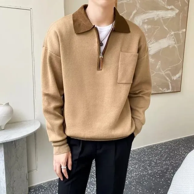 Men's premium half-zip jumper, comfortable and featuring an inverted collar