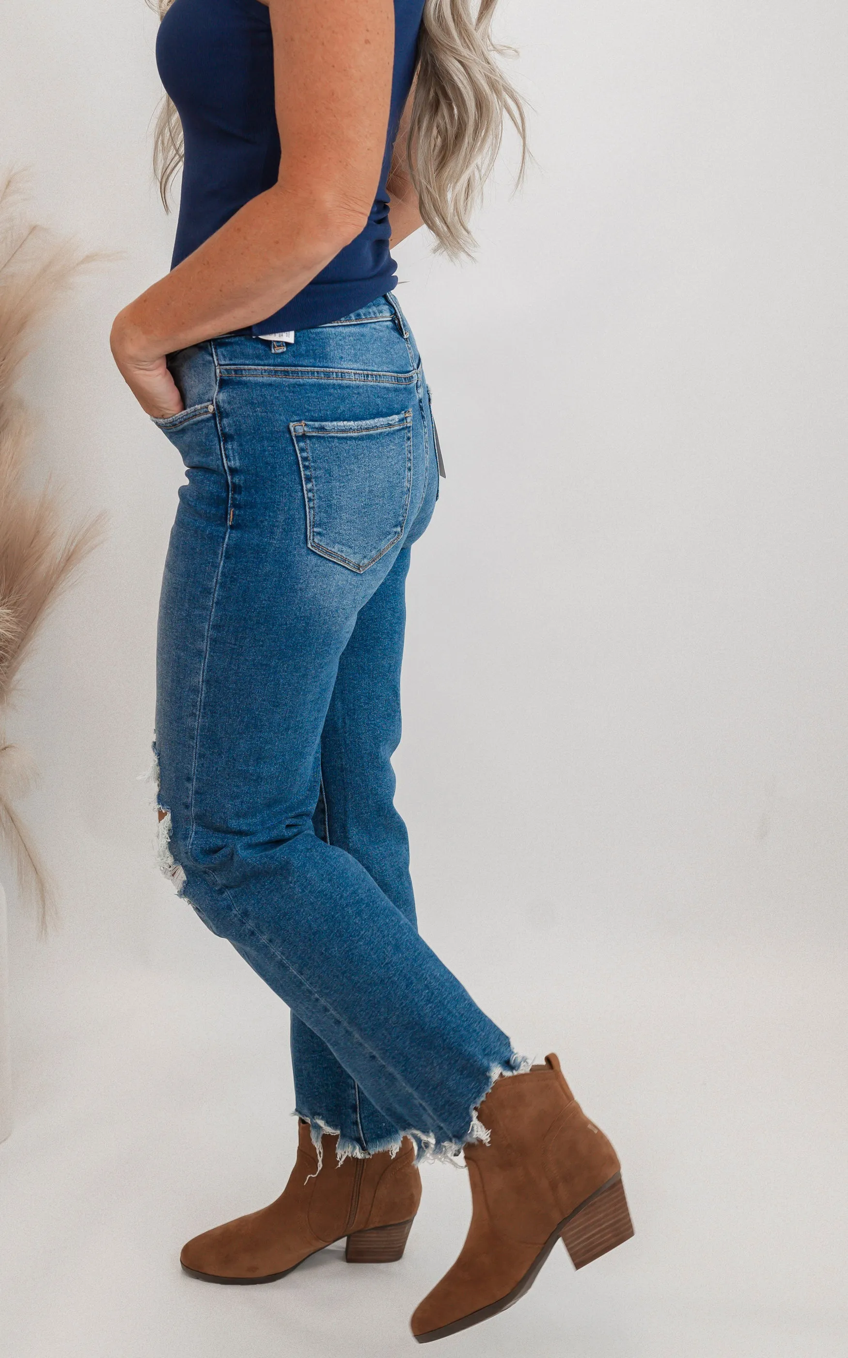 MICA | Millenium Blue 90's Vintage Crop Flare Denim Jeans