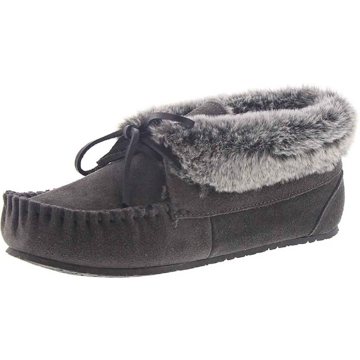 Minnetonka Womens Cabin Bootie Bow Faux Fur Lined Moccasins