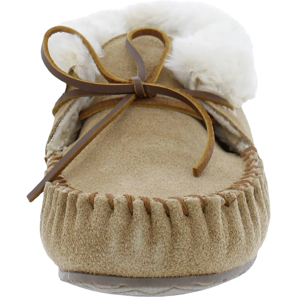 Minnetonka Womens Cabin Bootie Bow Faux Fur Lined Moccasins