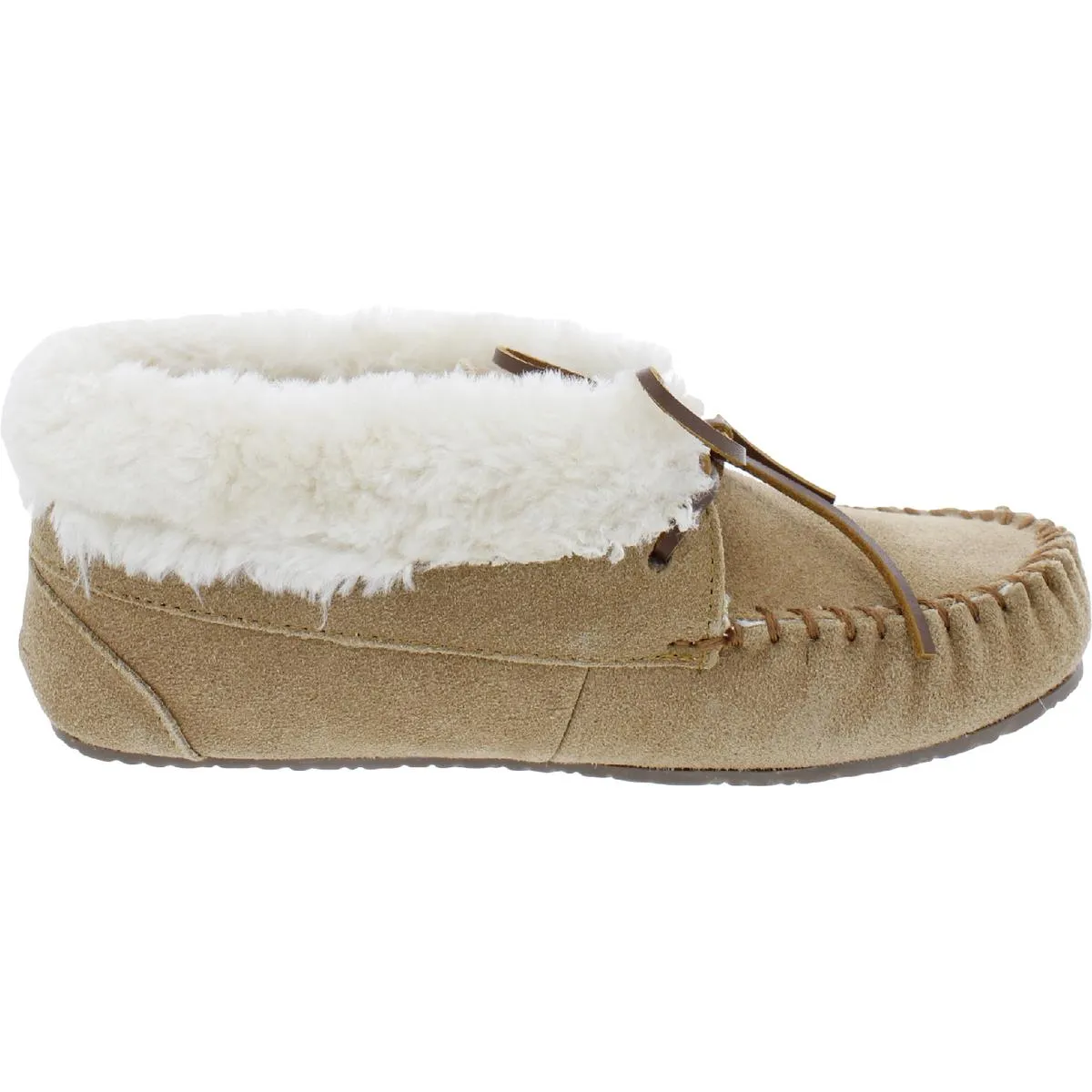 Minnetonka Womens Cabin Bootie Bow Faux Fur Lined Moccasins