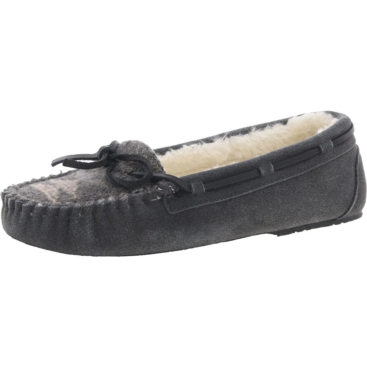 Minnetonka Womens Lodge Trapper Suede Slip On Moccasins