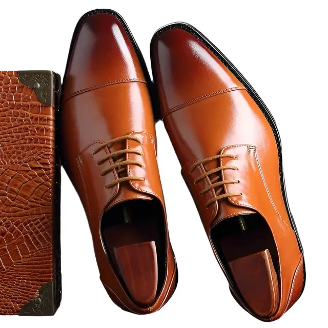 ModeMann Herren Retro Derby Schuhe aus Leder