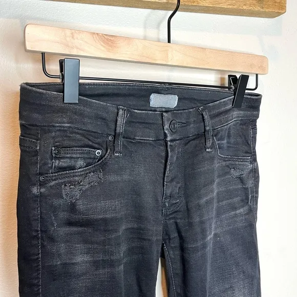 Mother Denim The Looker Black Skinny Jeans in Destroyed Ride Womens Size 24