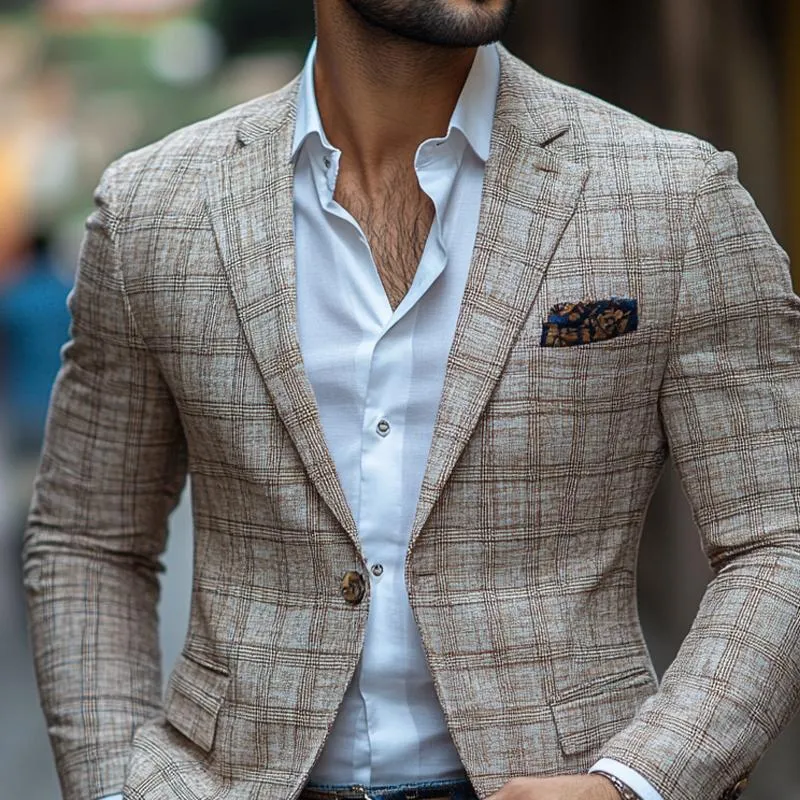 Murray - Vintage plaid notch lapel blazer for men