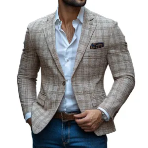 Murray - Vintage plaid notch lapel blazer for men
