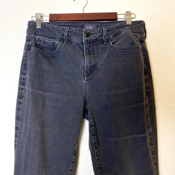 NYDJ Marilyn Straight Jeans Denim Faded Black 10