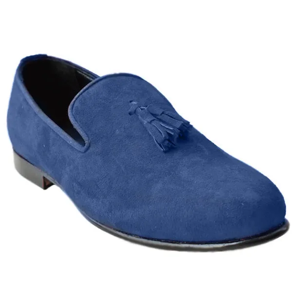 Obeeze Handmade  Blue Casual Suede Loafer