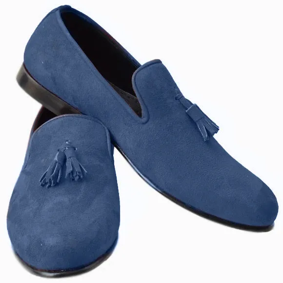 Obeeze Handmade  Blue Casual Suede Loafer