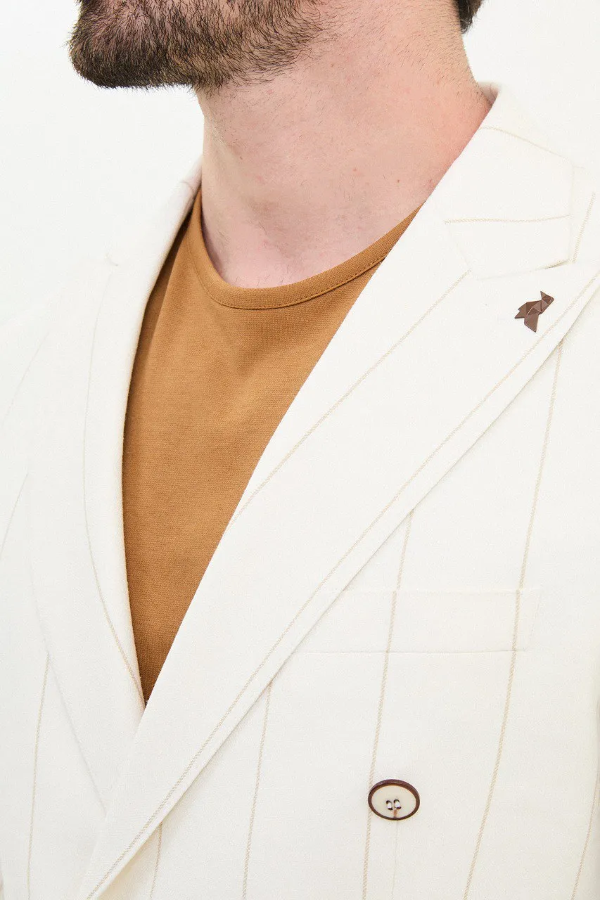 Off-White Pinstripe Double-Breasted Blazer