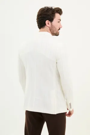 Off-White Pinstripe Double-Breasted Blazer