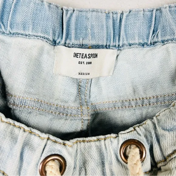 One Teaspoon Shabbie Drawstring Boyfriend Distressed Denim Jeans Size Medium