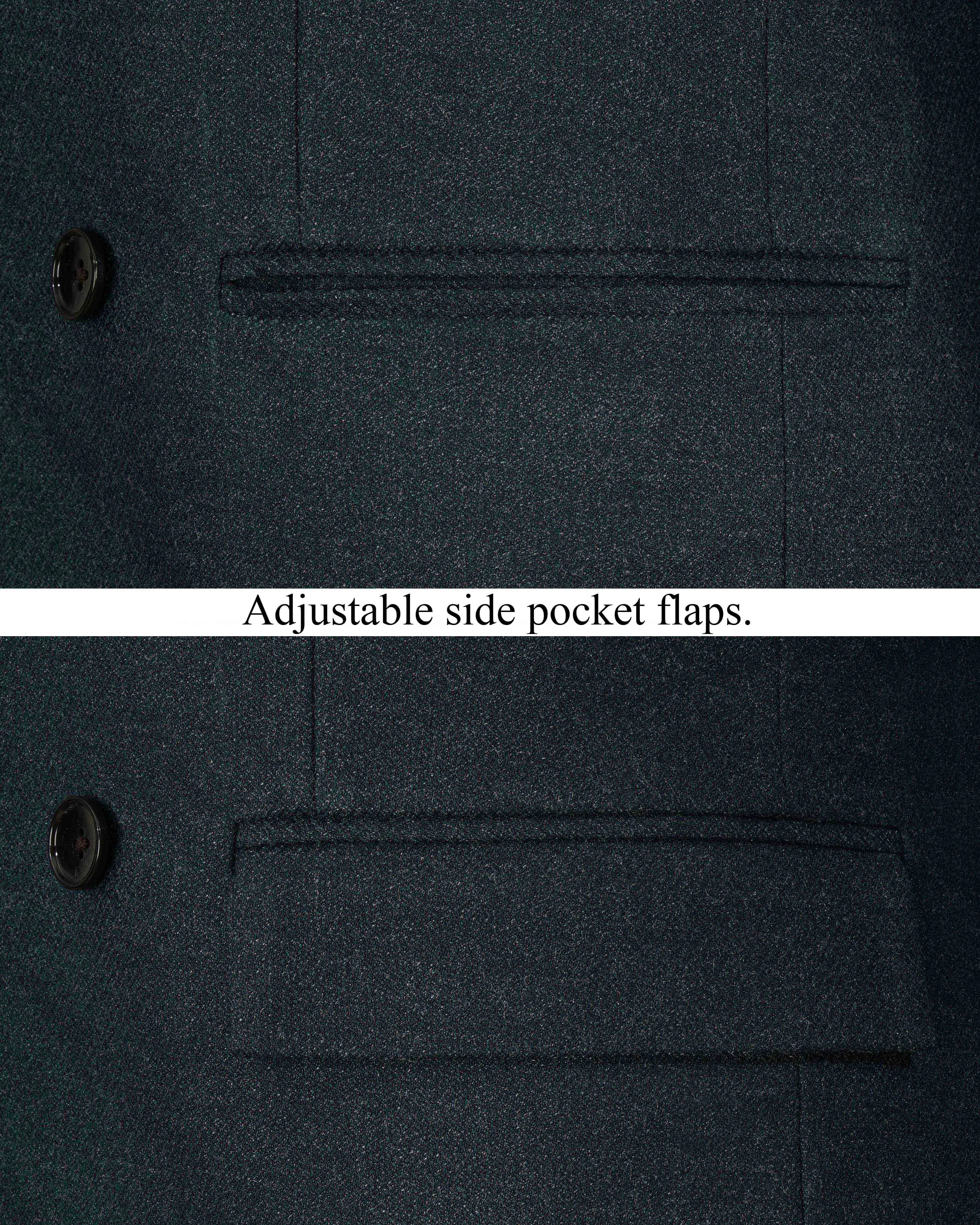 Outer Space Green Double-Breasted Pure Wool Blazer
