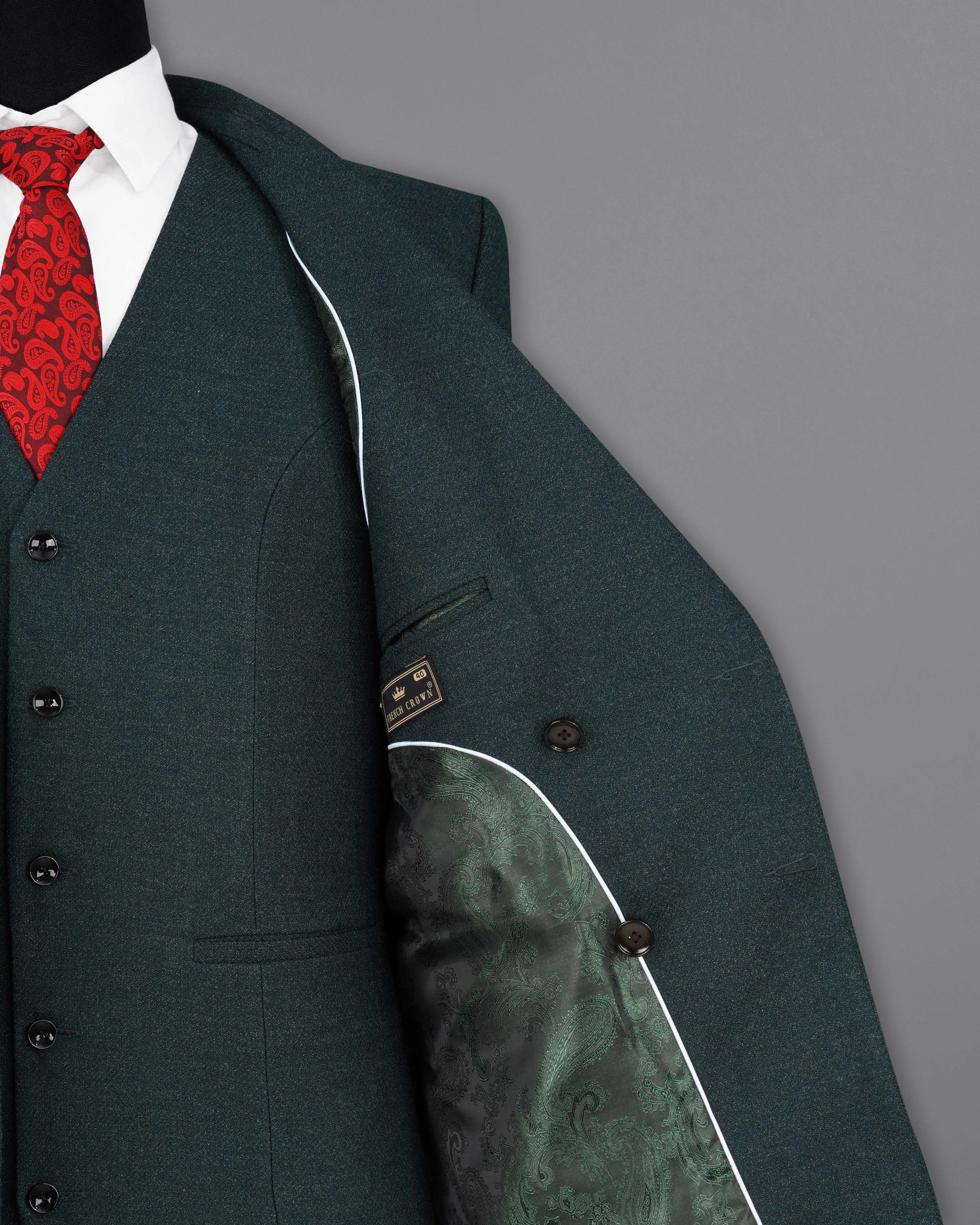 Outer Space Green Double-Breasted Pure Wool Blazer