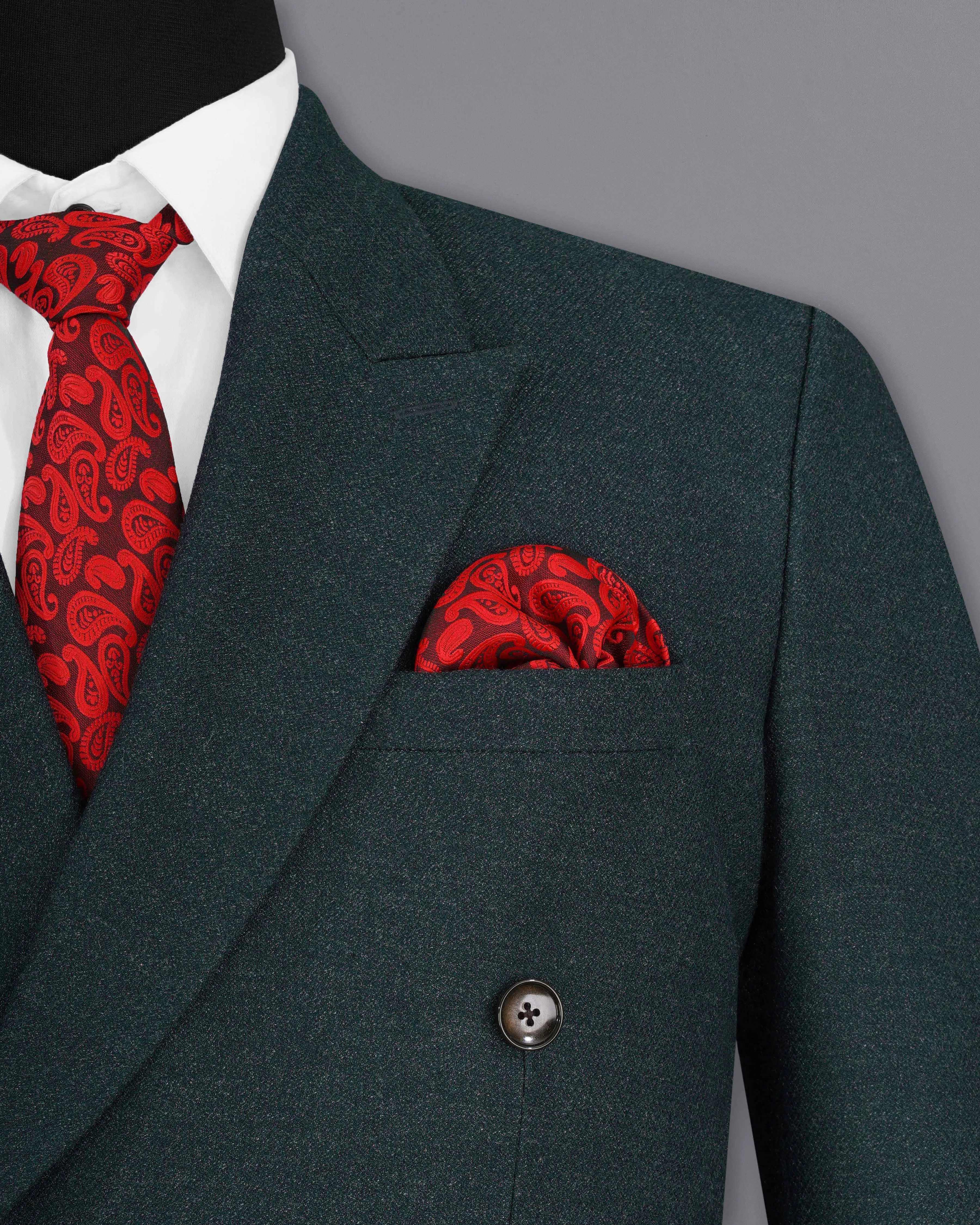 Outer Space Green Double-Breasted Pure Wool Blazer