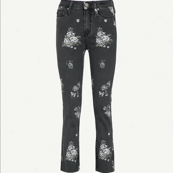 PAIGE Hoxton Straight floral-print high-rise jeans