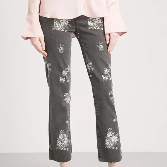 PAIGE Hoxton Straight floral-print high-rise jeans