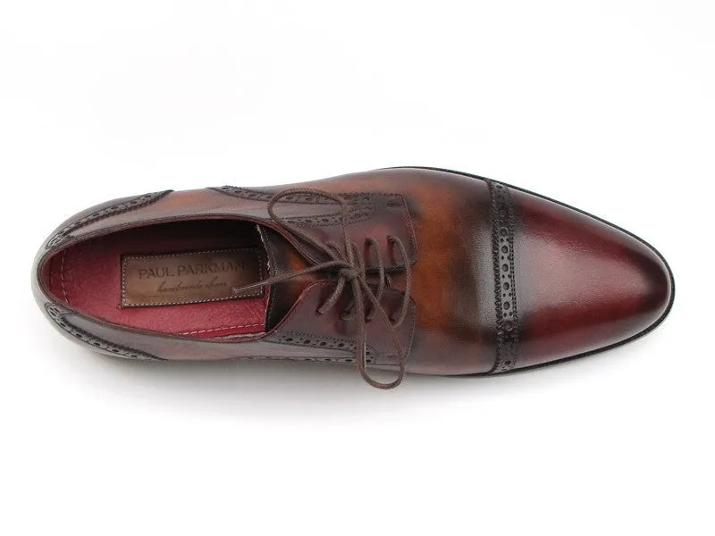 Paul Parkman Bordeaux/Tobacco Hand-Painted Derby Shoes