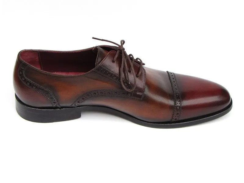Paul Parkman Bordeaux/Tobacco Hand-Painted Derby Shoes