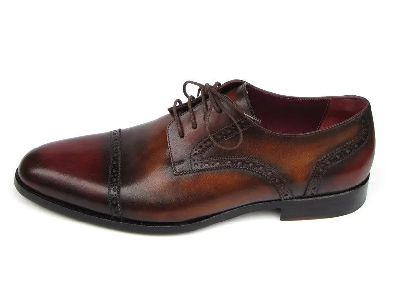 Paul Parkman Bordeaux/Tobacco Hand-Painted Derby Shoes