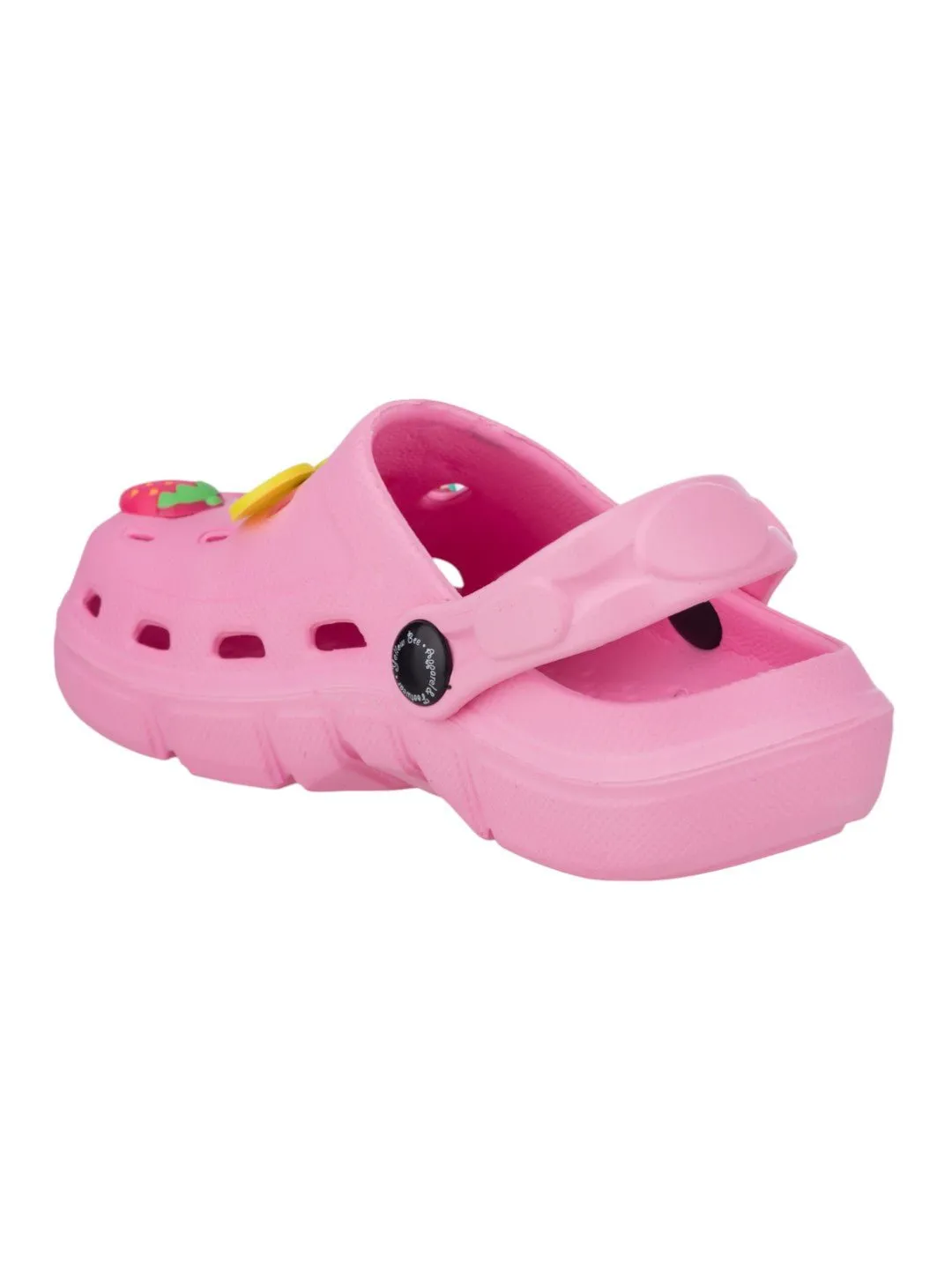 Playful Girl's Clogs with Strawberry, Watermelon & Lemon Accents- Pink