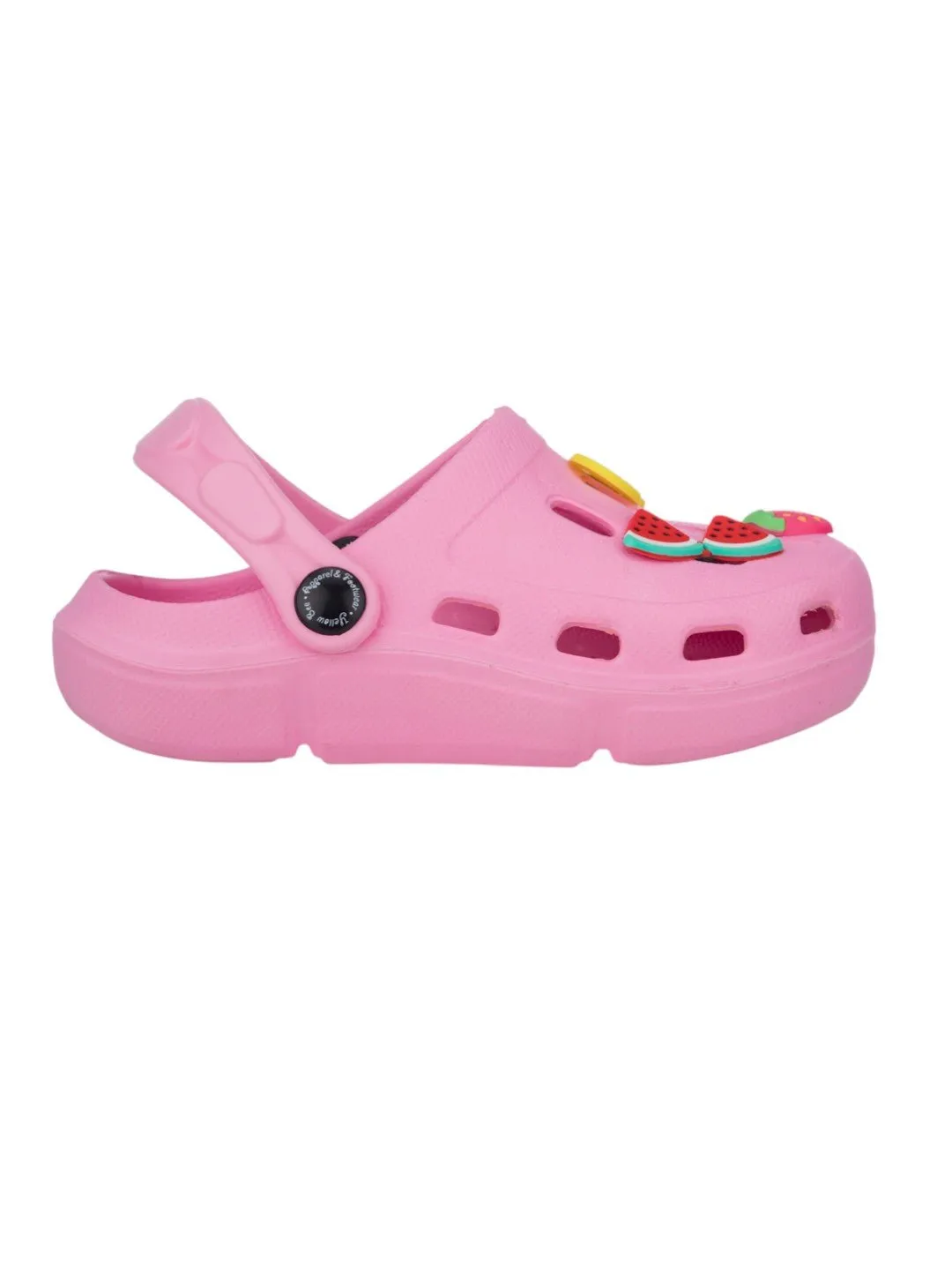 Playful Girl's Clogs with Strawberry, Watermelon & Lemon Accents- Pink