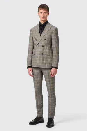 Plunkett Slim Fit Grey Check Double Breasted Suit - ARCHIVE