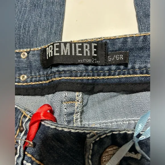Premier Sz 5/6 Low Rise Skinny 'Bold Pockets*Stitching*Button' Jeans