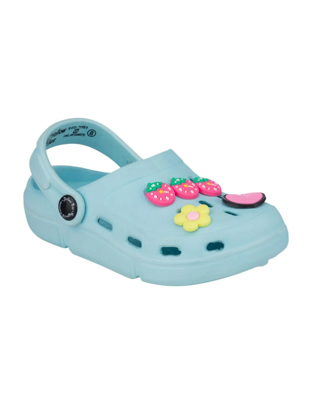 Pretty & Playful Clogs with 3D Strawberry, Flower & Heart Accents for Girls- Blue
