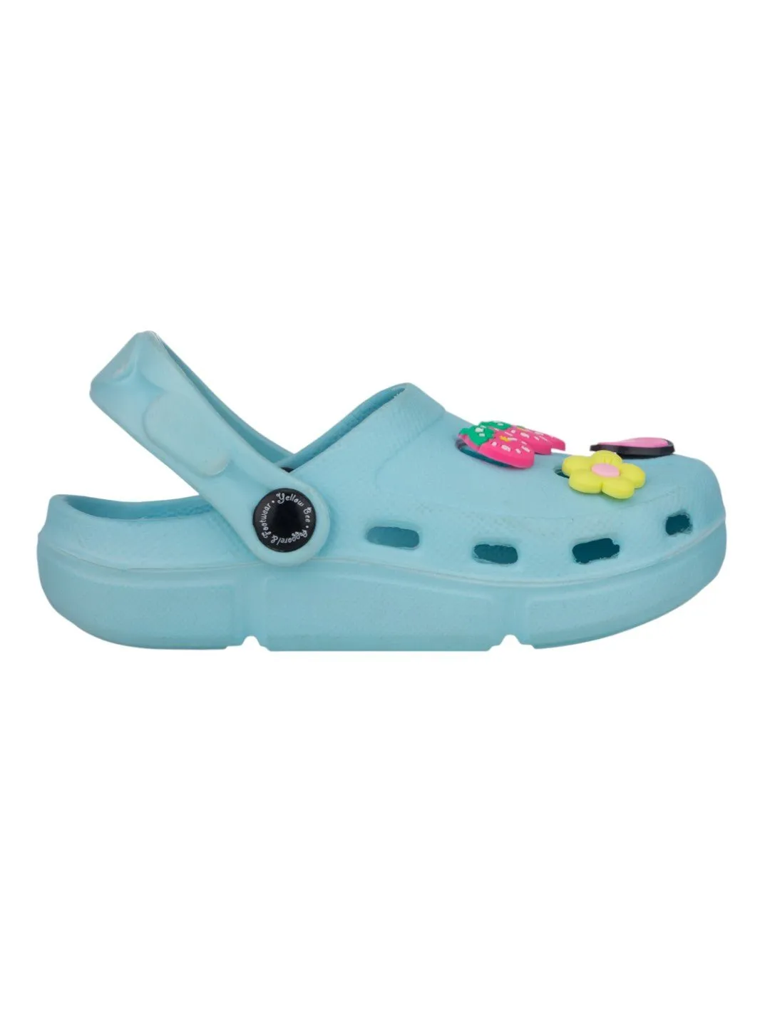 Pretty & Playful Clogs with 3D Strawberry, Flower & Heart Accents for Girls- Blue