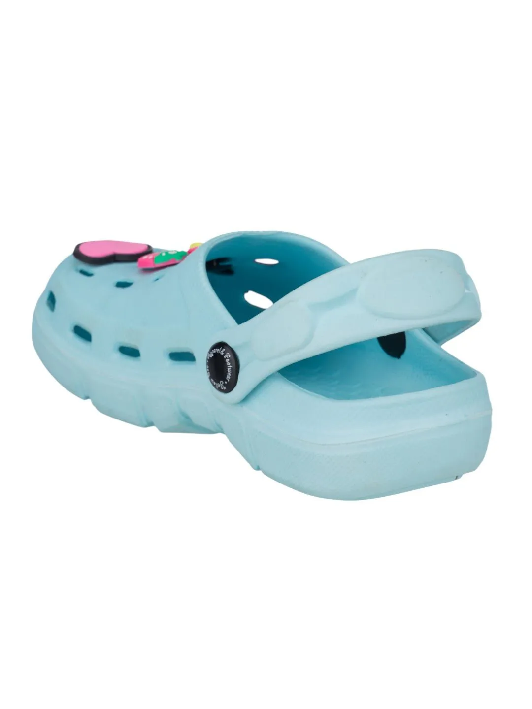 Pretty & Playful Clogs with 3D Strawberry, Flower & Heart Accents for Girls- Blue