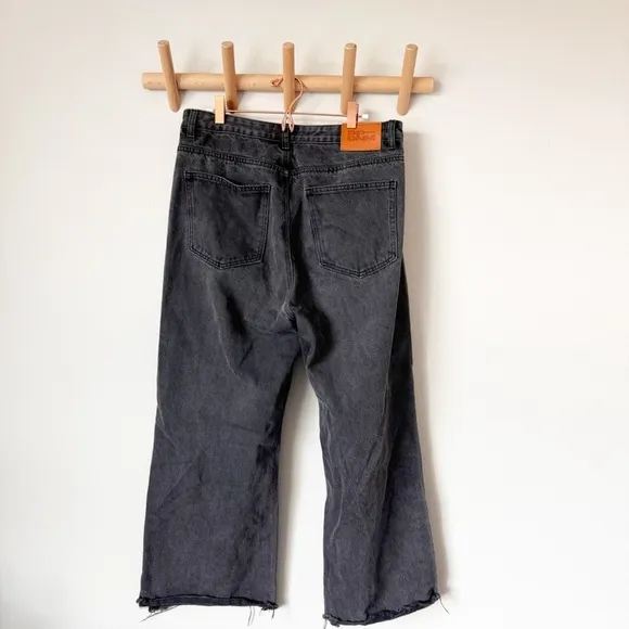 Princess Polly Black Wide Leg Distressed Jeans