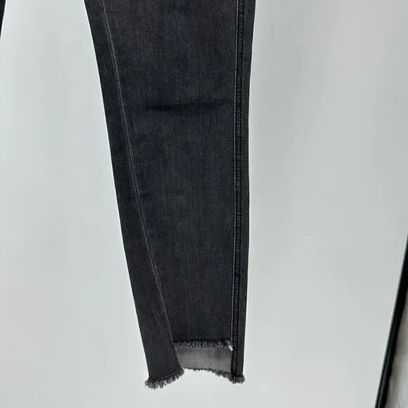PS PARKER SMITH 26 Skinny Jeans Raw Step Hem Star Studded Seam Crop Faded Black