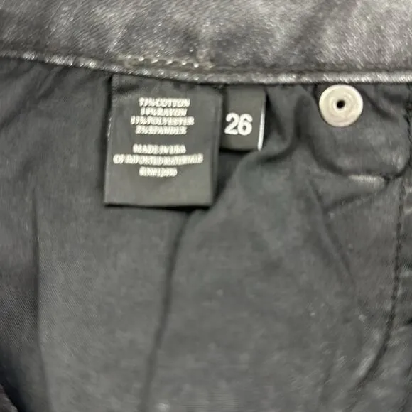 PS PARKER SMITH 26 Skinny Jeans Raw Step Hem Star Studded Seam Crop Faded Black