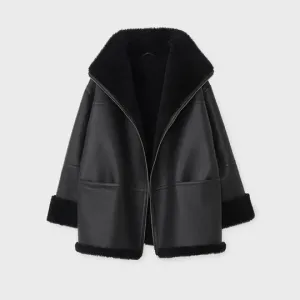 RAF Aviator Black Sheepskin Shearling Leather Jacket